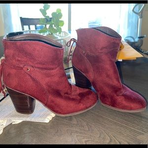 Size 9 Burgundy Suede Booties with Tie